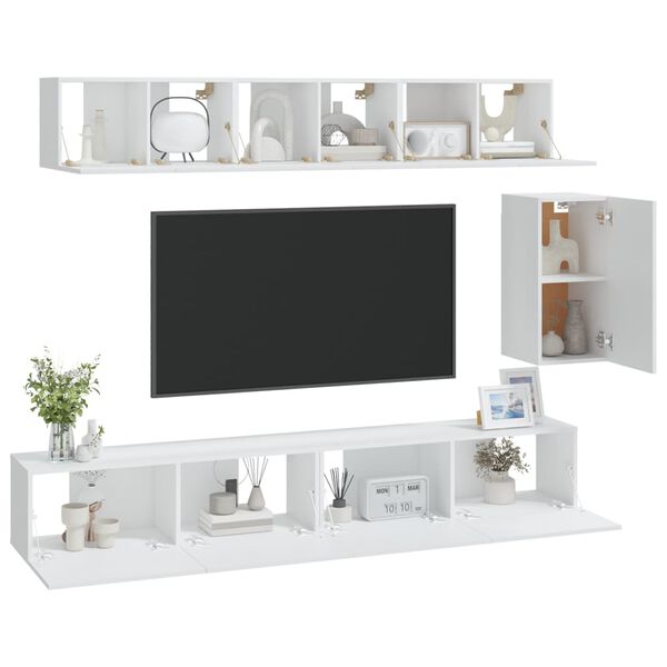 vidaXL Set de muebles para TV 6 piezas madera contrachapada blanco