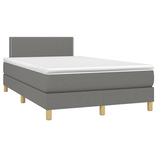 vidaXL Cama box spring con colch&oacute;n tela gris oscuro 120x190 cm