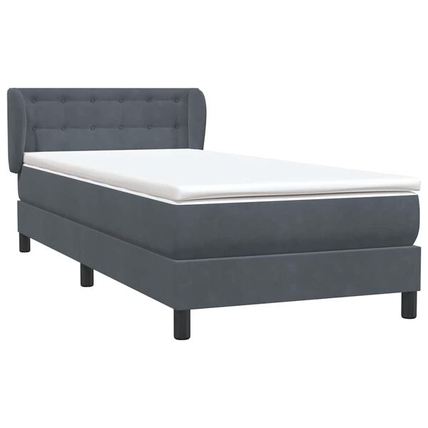vidaXL Cama box spring con colch&oacute;n terciopelo gris oscuro 80x220 cm