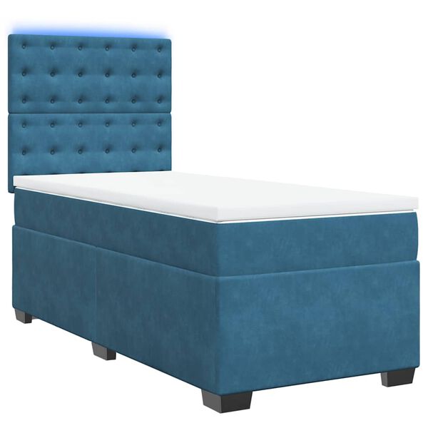 vidaXL Cama box spring con colch&oacute;n terciopelo azul 90x190 cm