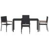 vidaXL Conjunto de Comedor de Jard&iacute;n 5 pcs Negro rat&aacute;n sint&eacute;tico