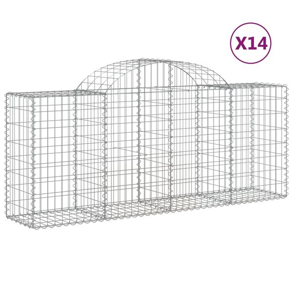 vidaXL Cestas de gaviones 14 uds forma de arco hierro 200x50x80/100 cm