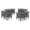 vidaXL Set de muebles de jard&iacute;n 8 pzas y cojines rat&aacute;n sint&eacute;tico gris
