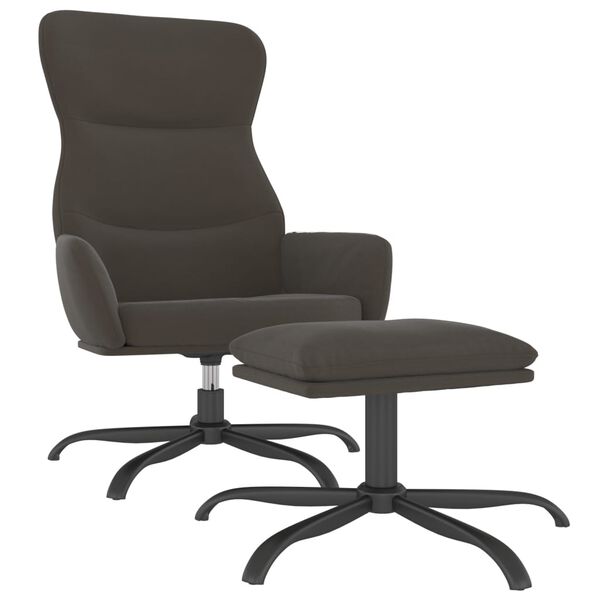 vidaXL Sill&oacute;n de relax con reposapi&eacute;s tela de microfibra gris oscuro