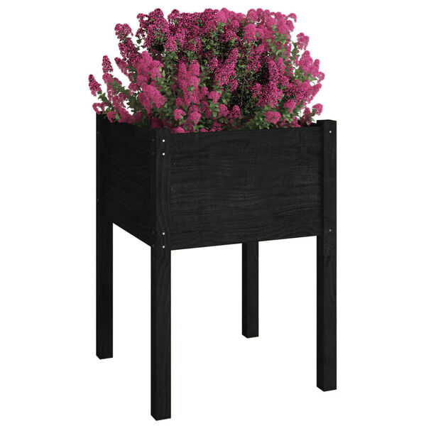 vidaXL Jardineras 2 uds madera maciza de pino negro 50x50x70 cm
