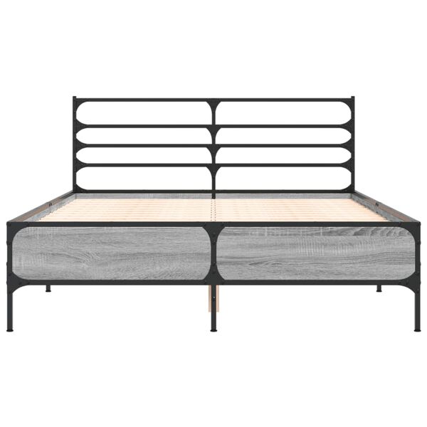vidaXL Estructura cama madera ingenier&iacute;a metal gris Sonoma 140x200 cm