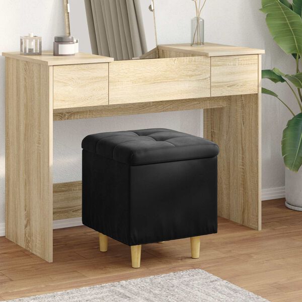 vidaXL Otomano de almacenamiento Negro 40 x 40 x 45 cm Terciopelo
