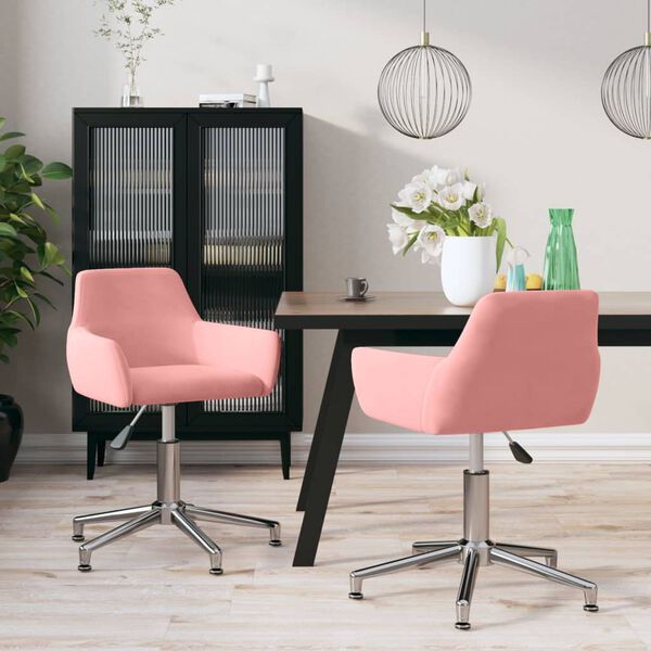 vidaXL Sillas de comedor giratorias 2 unidades terciopelo rosa