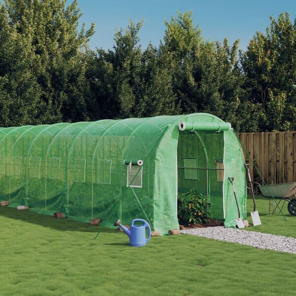 vidaXL Invernadero con estructura de acero verde 16 m&sup2; 8x2x2 m
