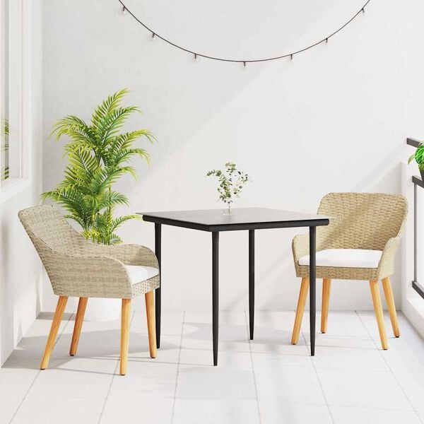 vidaXL Conjunto de Comedor de Jard&iacute;n 3 pcs Beige rat&aacute;n sint&eacute;tico