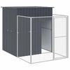 vidaXL Caseta perros con corral acero galvanizado gris 165x251x181 cm