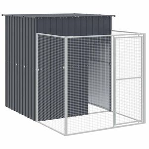 vidaXL Caseta perros con corral acero galvanizado gris 165x251x181 cm