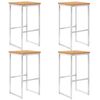 vidaXL Taburetes de bar 4 uds madera maciza de teca y acero inoxidable