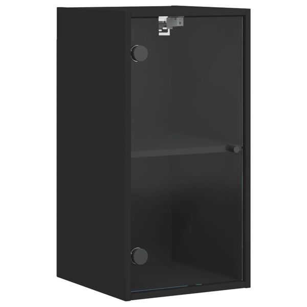 vidaXL Mueble de pared con puertas de vidrio negro 35x37x68,5 cm