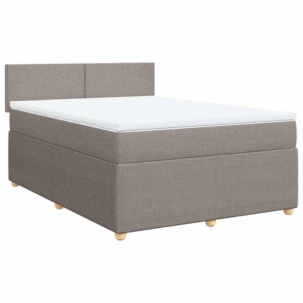vidaXL Cama box spring con colch&oacute;n tela gris taupe 140x200 cm