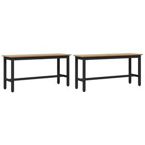 vidaXL Banca de Comedor 2 pcs Roble artesanal 100 x 32,5 x 48,5 cm