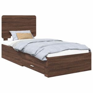vidaXL Estructura de cama con cabecera Roble Marr&oacute;n 100 x 200 cm