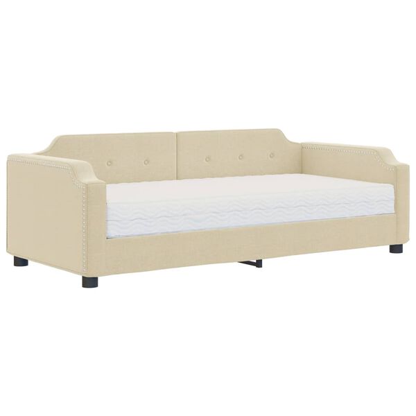 vidaXL Sof&aacute; cama con colch&oacute;n tela crema 90x200 cm