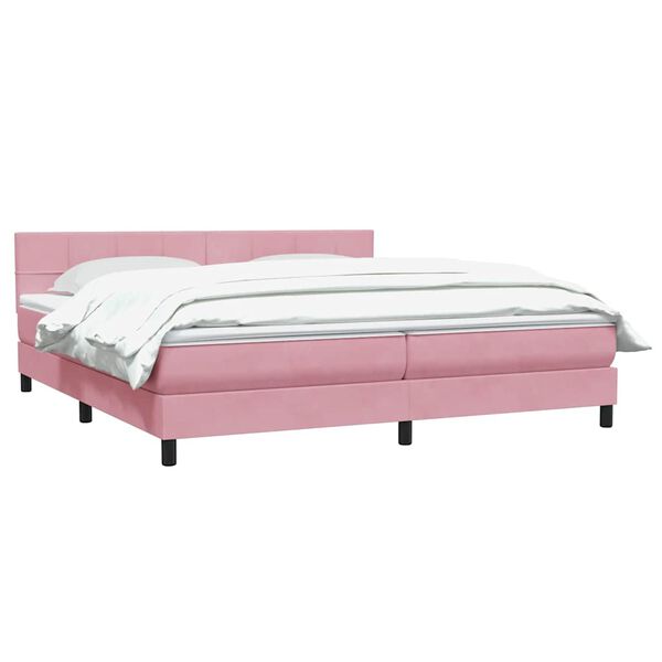 vidaXL Cama box spring con colch&oacute;n terciopelo rosa 180x210 cm