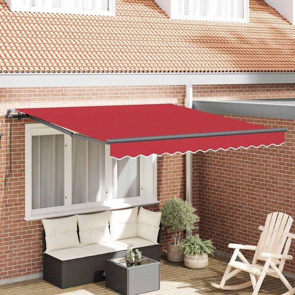 vidaXL Toldo Retr&aacute;ctil Manual Rojo 350 x 250 cm Poli&eacute;ster y Acero