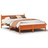 vidaXL Cama sin colch&oacute;n madera maciza de pino marr&oacute;n cera 140x190 cm