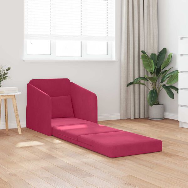 vidaXL Sof&aacute; cama Rojo vino 65 x 80 x 83 cm Terciopelo