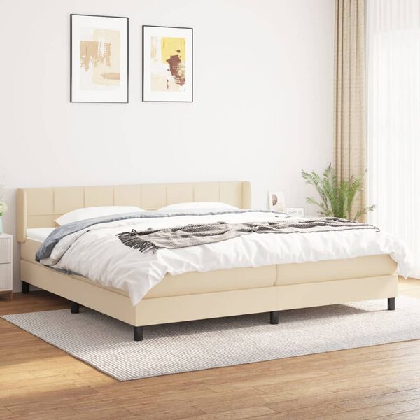 vidaXL Cama box spring con colch&oacute;n tela color crema 200x200 cm
