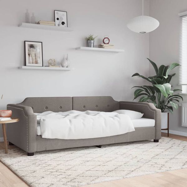 vidaXL Sof&aacute; cama sin colch&oacute;n tela taupe 90x200 cm