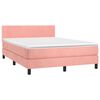 vidaXL Cama box spring colch&oacute;n y LED terciopelo rosa 140x200 cm