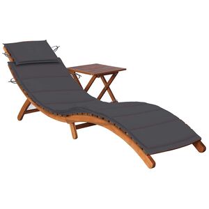 vidaXL Tumbona de jard&iacute;n con mesa y coj&iacute;n madera maciza de acacia