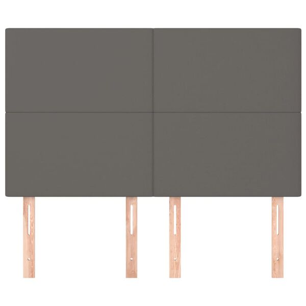 vidaXL Cabecero de cama gris 144x5x118/128 cm piel sintética