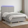 vidaXL Cama box spring colch&oacute;n y luces LED tela gris claro 140x190 cm