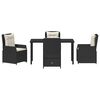 vidaXL Conjunto de Comedor de Jard&iacute;n 5 pcs Negro rat&aacute;n sint&eacute;tico