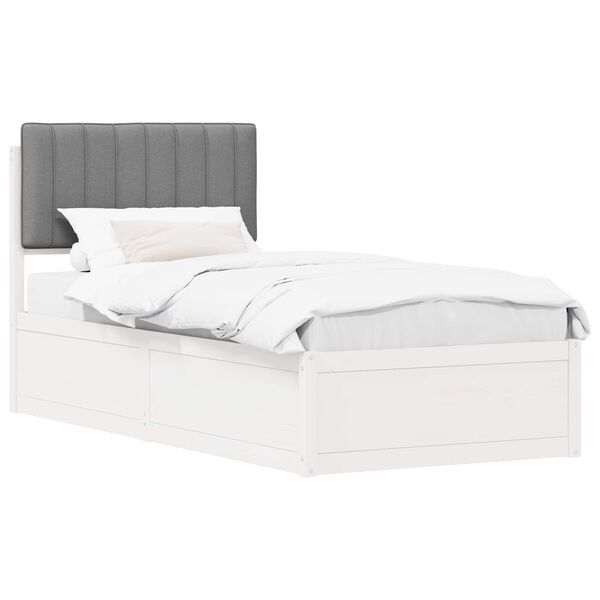 vidaXL Estructura de Cama con Cabecera Tapizada Gris Claro 90 x 200 cm