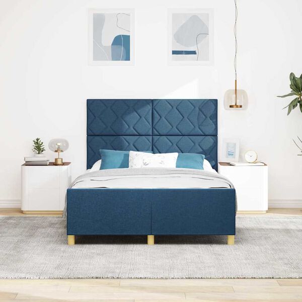 vidaXL Estructura de cama con cabecera Azul 140 x 190 cm tela