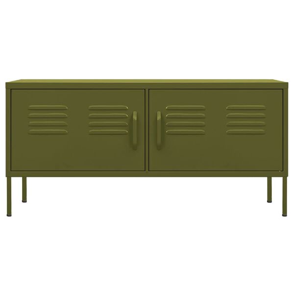 vidaXL Mueble para TV de acero verde oliva 105x35x50 cm