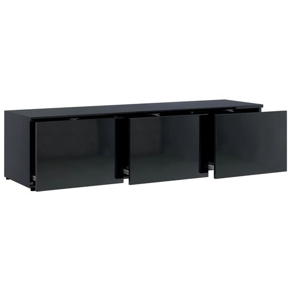vidaXL Mueble TV madera contrachapada negro brillante 120x34x30 cm