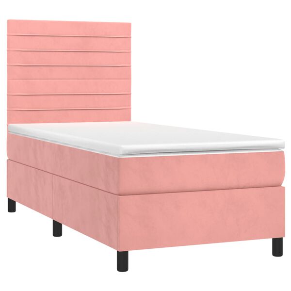 vidaXL Cama box spring con colch&oacute;n terciopelo rosa 80x200 cm