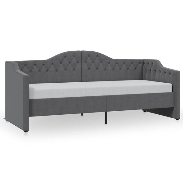 vidaXL Sof&aacute; cama con colch&oacute;n USB de tela gris oscuro 90x200 cm