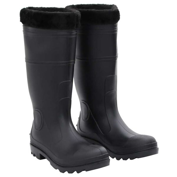 vidaXL Botas de agua con calcetines extra&iacute;bles negro n&uacute;mero 42 PVC