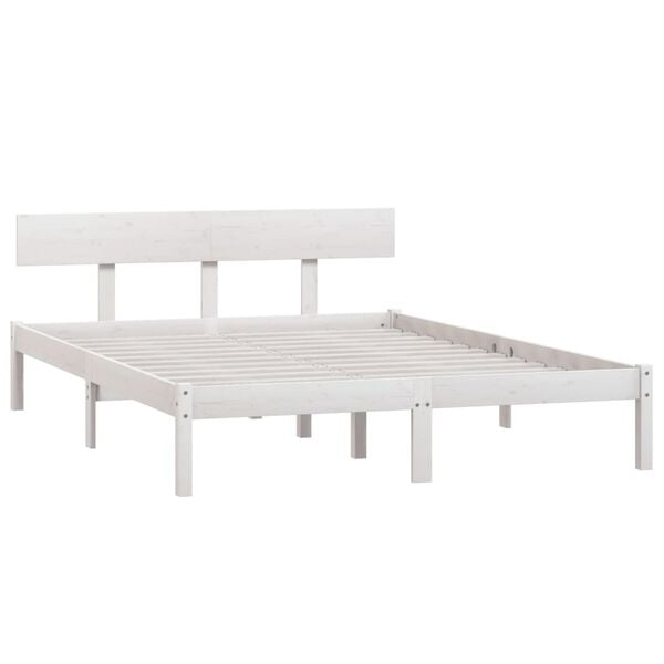 vidaXL Estructura de cama sin colch&oacute;n madera maciza blanco 140x190 cm