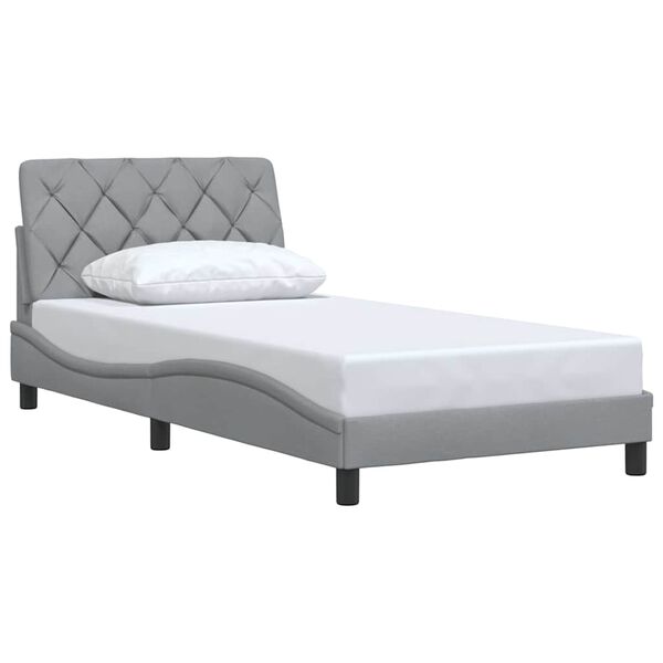 vidaXL Estructura de cama sin colch&oacute;n tela gris claro 90x200 cm