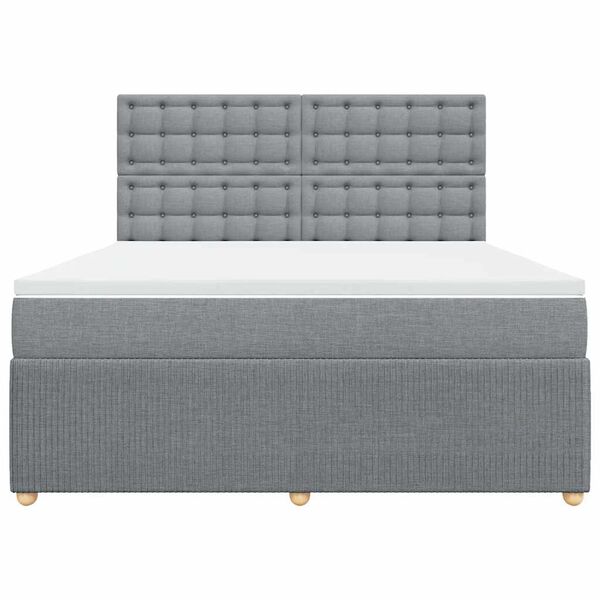 vidaXL Cama box spring con colch&oacute;n tela gris claro 180x200 cm