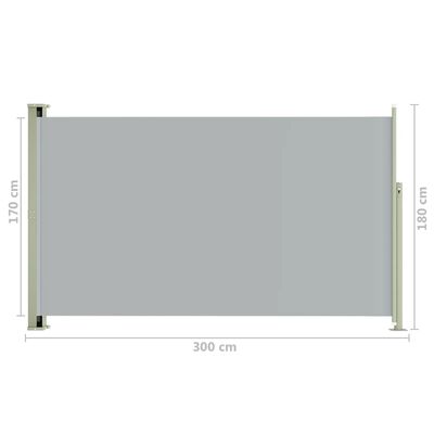 vidaXL Toldo lateral retráctil de jardín gris 180x300 cm