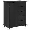 vidaXL Gabinete rodante Negro 63,5 x 39 x 79 cm Madera de Pino Macizo