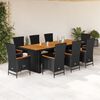 vidaXL Set de comedor de jard&iacute;n 9 pzas y cojines rat&aacute;n sint&eacute;tico negro