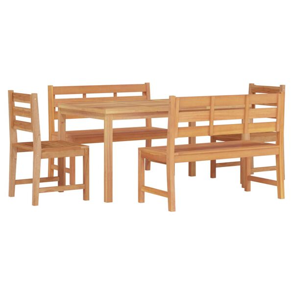vidaXL Juego de comedor para jard&iacute;n 5 piezas madera maciza de teca