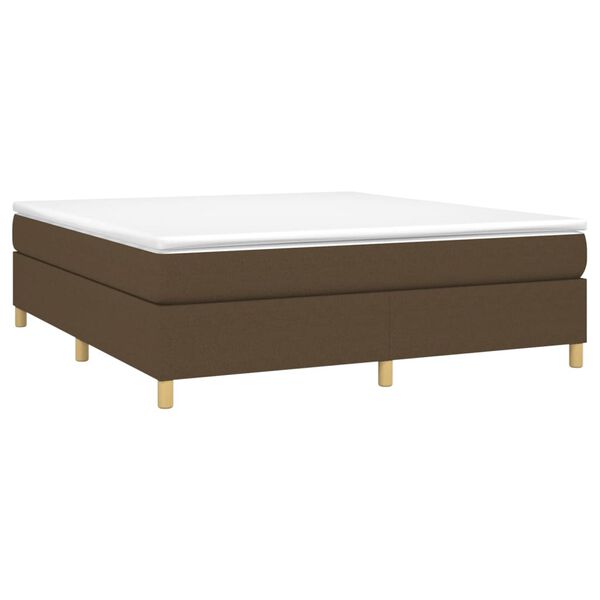 vidaXL Cama box spring con colch&oacute;n tela marr&oacute;n oscuro 160x200 cm