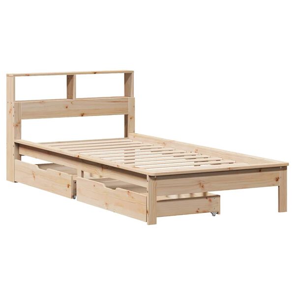 vidaXL Cama con estanter&iacute;a sin colch&oacute;n madera maciza de pino 90x200 cm