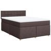 vidaXL Cama box spring con colch&oacute;n tela marr&oacute;n oscuro 160x200 cm